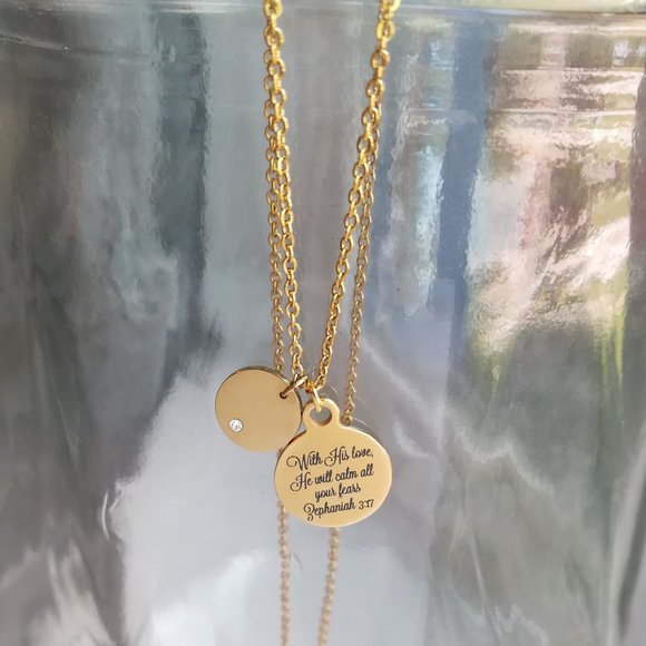 Gold Christian Bible Scripture Necklace - Picture 3 of 3